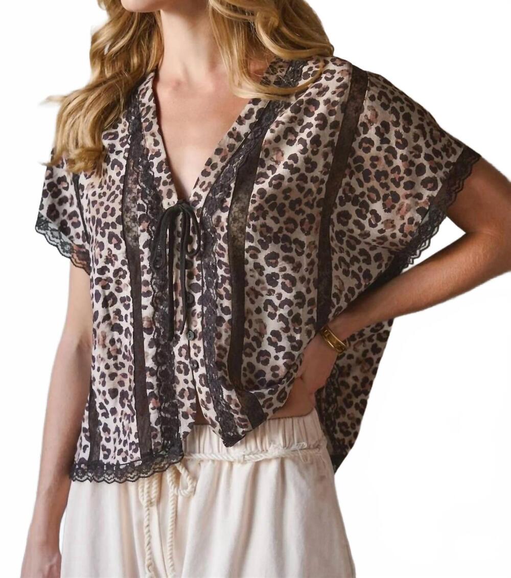 NEW BON leopard print flowy top in brown